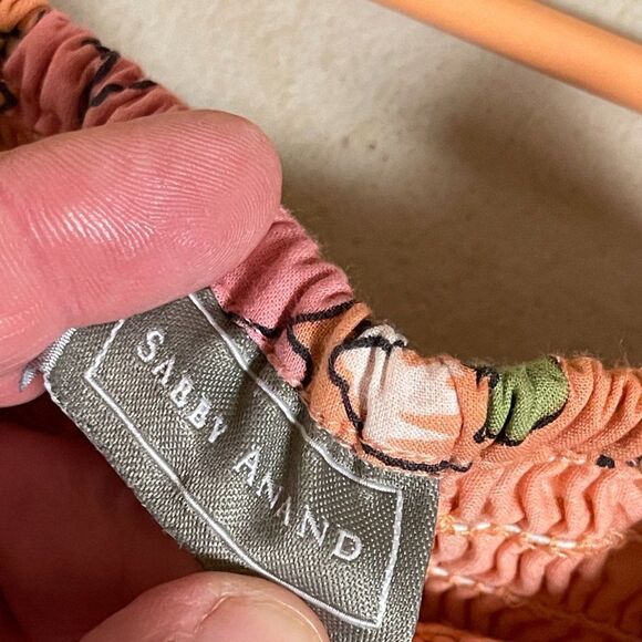 {Sabby Anand} peach floral Resort Summer dress Size Small - Picture 7 of 11